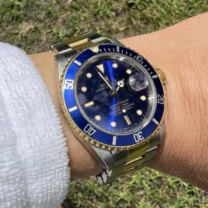 ROLEX SUBMARINER 16803 BLUESY Oyster 2-TONE WATCH 18K GOLD/STEEL Band
